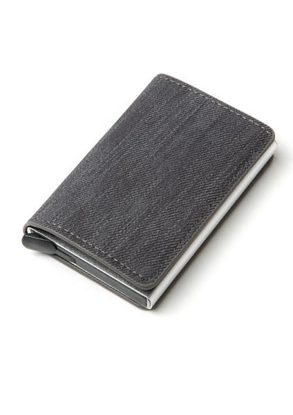 Gri YM003 Stili Işletme Kimliği Kredi Kartı Tutucu Erkek Kadın Bozuk Para Deri Cüzdan Rfıd Alüminyum Kartlık Kutusu ile Para Klipsi Cüzdan (Yurt Dışından)