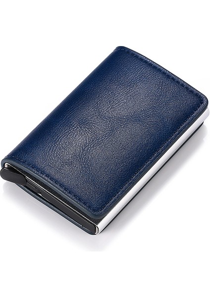 Mavi K9109 Stili Yeni Erkek Cüzdanı Moda Karbon Fiber Anti Hırsızlık Rfid Akıllı Kart Tutucu Cüzdan Retro Basit Nötr Alüminyum Mini Cüzdan (Yurt Dışından)