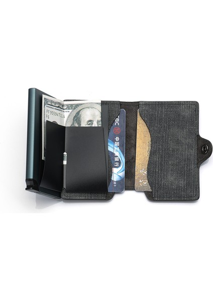 CZ28 Gri Stil Otomatik Açılır Kredi Kartı Cüzdanı Rfıd Engelleme Ince Kart Tutucu Iş Hasp Kart Kılıfı Ince Cüzdan Için Kadınerkek (Yurt Dışından) fiyatları