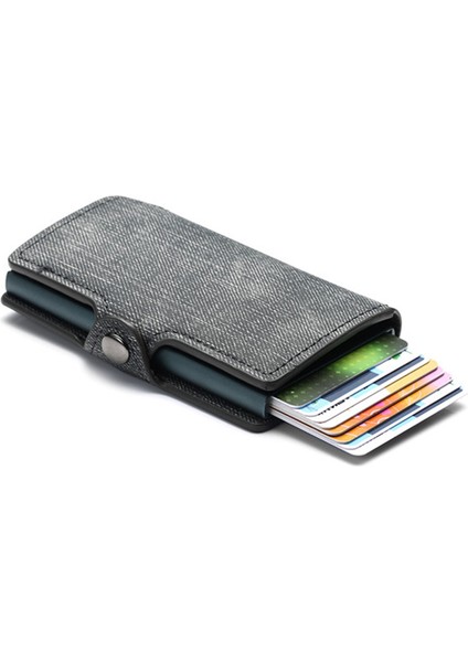 CZ28 Gri Stil Otomatik Açılır Kredi Kartı Cüzdanı Rfıd Engelleme Ince Kart Tutucu Iş Hasp Kart Kılıfı Ince Cüzdan Için Kadınerkek (Yurt Dışından) modelleri