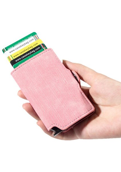 CZ28 Gri Stil Otomatik Açılır Kredi Kartı Cüzdanı Rfıd Engelleme Ince Kart Tutucu Iş Hasp Kart Kılıfı Ince Cüzdan Için Kadınerkek (Yurt Dışından) fırsatları