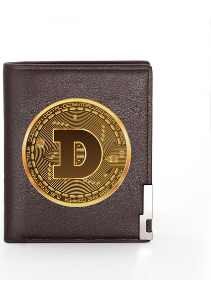 BG1036-KAHVERENGI Stil Yüksek Kripto Para Bitcoin Tasarımı Baskılı Deri Cüzdan Kredi Kartı Tutucu Kısa Cüzdan (Yurt Dışından)