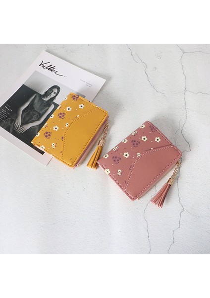 Siyah Stil Çiçekli Küçük Püsküllü Cüzdan Kadın Kısa Şirin Fermuarlı Cüzdan Kız Bayan Bozuk Para Cüzdanları Monederos Para Monedas (Yurt Dışından) modelleri