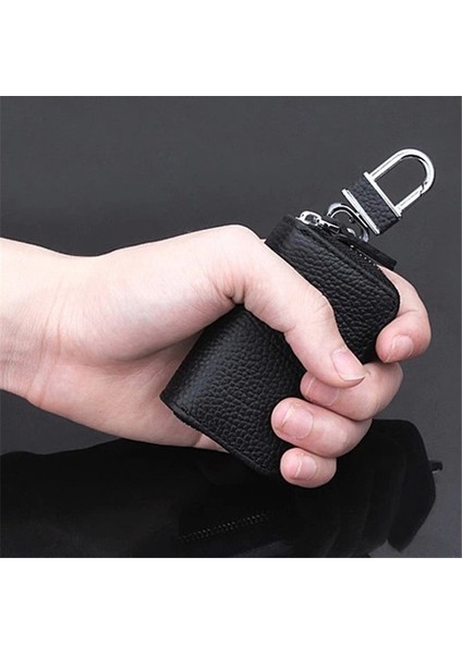 Siyah Stil Unisex Pu Deri Araba Anahtar Cüzdanı Erkek Araba Anahtar Tutucu Ev Sahibi Anahtar Organizatörü Kadın Anahtarlık Kapaklar Fermuar Anahtarlık Kılıfı Çanta (Yurt Dışından)