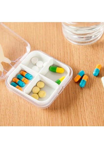 Kurbağa Tarzı 4 Yuvalık Şeffaf Sevimli Karikatür Mini Saklama Ilaç Kutusu Taşınabilir Boş Plastik Konteyner Kılıfları Seyahat Aksesuarları (Yurt Dışından)