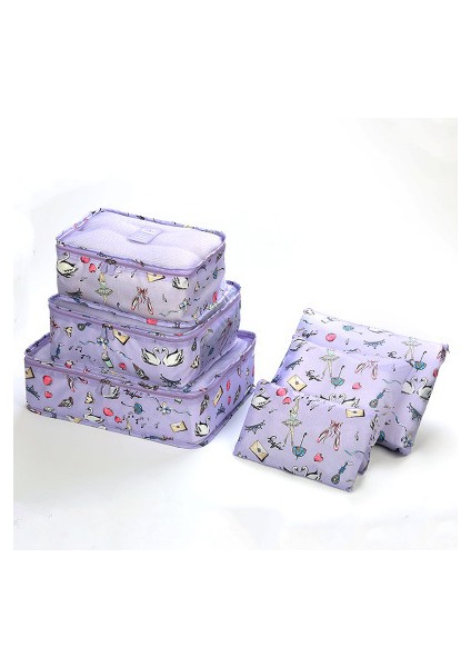 6pcs Swan Lake Style Valiz Paketleme Seyahat Düzenleyici Kıyafet Saklama Su Geçirmez Çantalar Ağ Çanta Içinde Torba Paketleme Küpüseyahat Aksesuarları (Yurt Dışından)