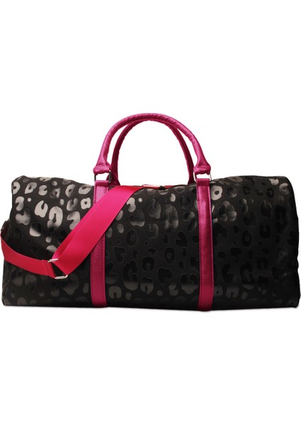 Siyah Leopar 1 Stili Perakende Pu Leopar Haftasonu Çanta Tavşan Duffle Tote Dom Büyük Seyahat Çantası Omuz Askılı Seyahat Için (Yurt Dışından)