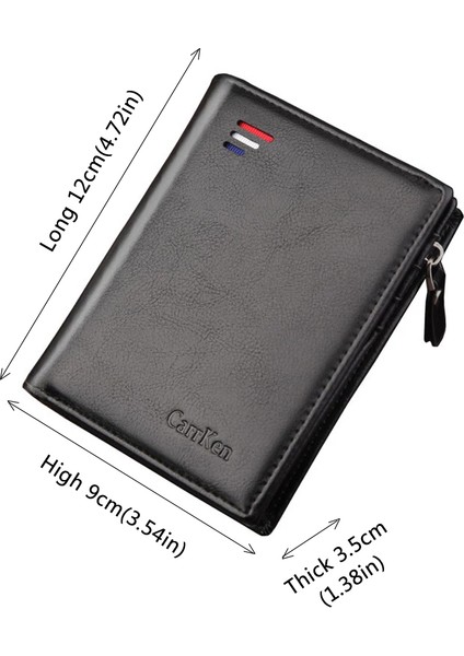 Stil 2 Stili Cüzdanım Yeni Kısa Kredi Kartı Tutucu Vintage Madeni Cebi Erkek Deri Fermuarlı Cüzdan Çok Fonksiyonlu Cüzdan Fatura Tutucu (Yurt Dışından)