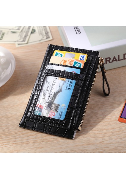 Kalp-Karpuz Kırmızı Stili Moda Kadın Pu Deri Timsah Desenli Kartlık Casual Bayanlar Kontrast Renkli Cüzdan Mini Bozuk Para Cüzdanı (Yurt Dışından)