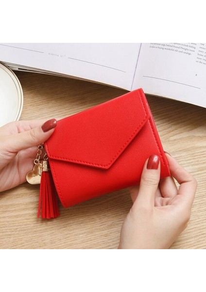 Kırmızı 11.5X9CM Stili Tasarımcı Kısa Boyunca Kemer Çantalar Deri Uzun Cüzdan Kadın Lüks Bayan Telefon Cüzdanı Mini Kredi Kartı Tutucu Para Çantası (Yurt Dışından)