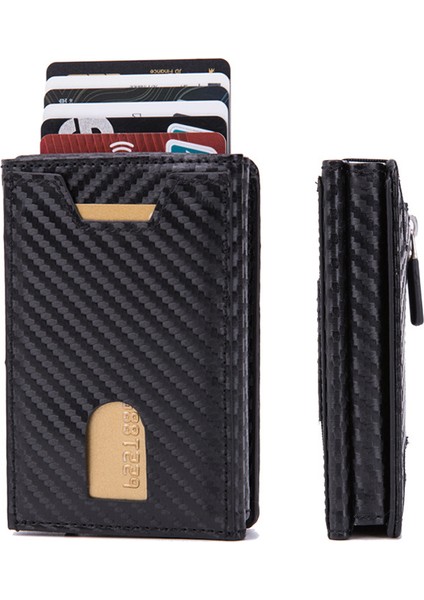 Eyu Siyah X61 Stili Yeni Pu Deri Cüzdan Çok Fonksiyonlu Erkek Kavrama Karbon Fiber Kartlık Rfıd Engelleme Kılıfı Metal Kutu Kadın Çanta (Yurt Dışından) fiyatları