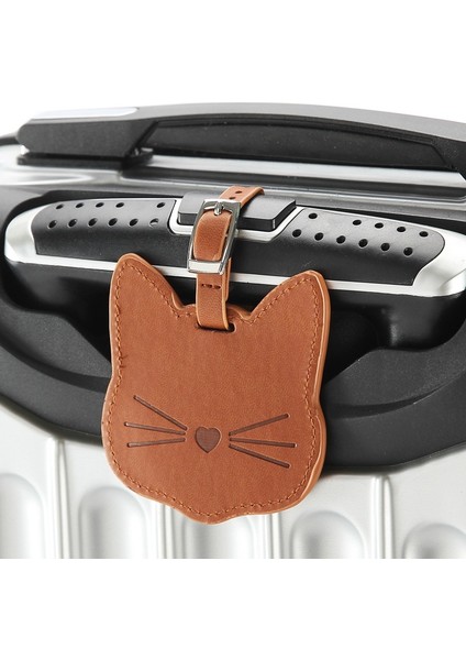 No.2 Tarzı Yeni Moda Kedi Pu Deri Valiz Bagaj Etiketi Çanta Kolye Seyahat Aksesuarları Isim Kimlik Adres Etiketleri (Yurt Dışından)