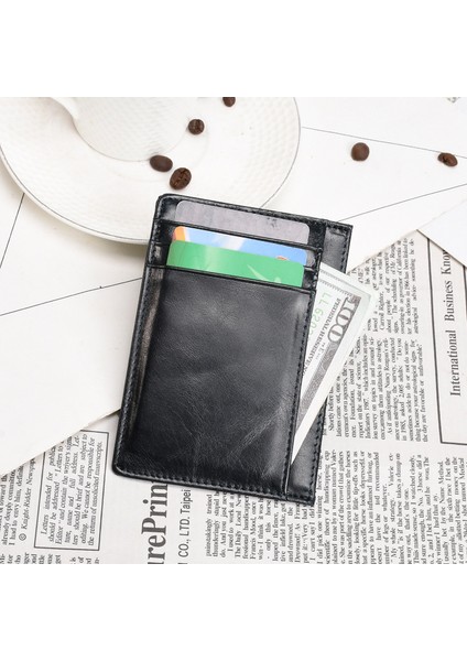 Kahverengi Tarzı Rfid Vintage Erkek Hakiki Deri Cüzdan Kredi Kartı Tutucu Iş Erkek Mini Cüzdanlar Billetera Hombre Ince (Yurt Dışından) modelleri
