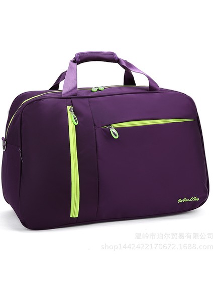 Küçük Mor Tarzı Spor Iş Seyahat Için Su Geçirmez Büyük Kapasiteli Erkek Kadın Tek Omuz Seyahat Çantası Taşınabilir Askılı Valiz Düz Renk El Çantası (Yurt Dışından)