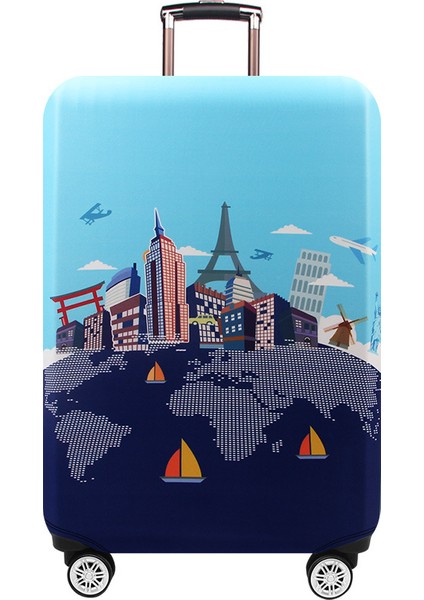 No.8 Stili S Beden Seyahat Valizi Toz Kapağı Tekerlekli Kasa Toz Kapağı Geçirmez Seyahat Aksesuarları Elastik Kumaş Bagaj Kapağı Uygun (Yurt Dışından) modelleri