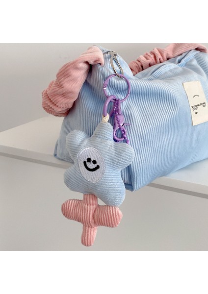 Mavi Stil Sevimli Karşıtlık Renk Çiçek Şekilli Anahtarlık Peluş Tatlı Renk Anahtar Cüzdanı Cep Telefonu Kolye Anahtarlık Tutucu Aksesuar (Yurt Dışından)