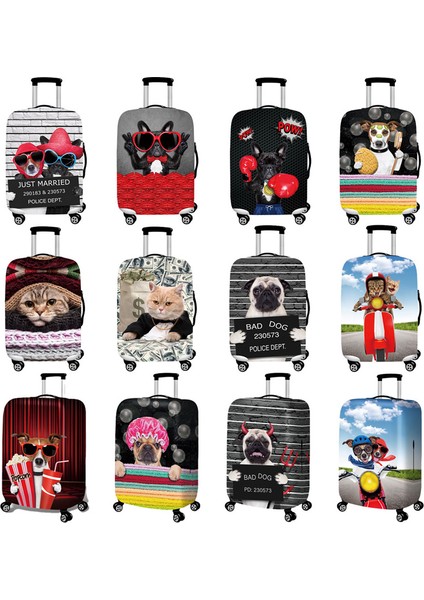 Bir Stil M Beden Bulldog Desenli Seyahat Aksesuarları Valiz Kılıfı Çanta Koruma Bagaj Tozu Kapak Esnek Kumaşlar Gövde Set Kılıflar Için (Yurt Dışından) fiyatları