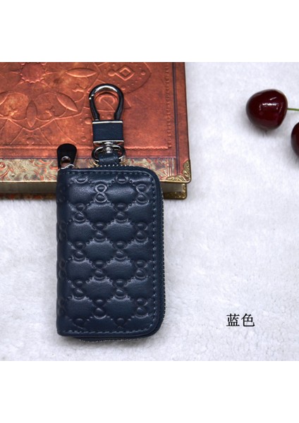 Mavi Stil Yeni Moda Ilk Katman Inek Derisi Kabartmalı Araba Uzaktan Kumanda Anahtar Kılıfı Deri Araba Unisex Kadın Araba Anahtar Anahtarlık (Yurt Dışından)