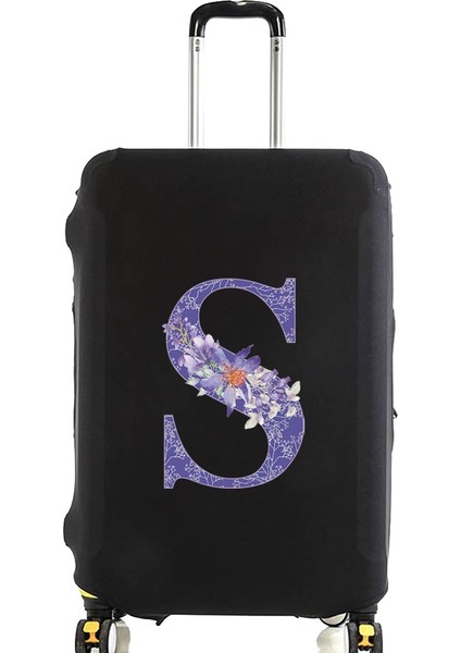8mor Çiçek S Stili S Beden Valiz Kılıfı Bavul Koruyucu Kapak Mor Çiçek Harf Isim Desen Seyahat Elastik Valiz Toz Kapağı Uygula Valiz (Yurt Dışından)