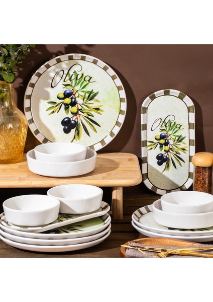 Olives 14 Parça Seramik 6 Kişilik Kahvaltı Takımı
