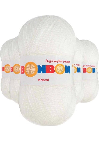5 Adet Kristal El Örgü Lif Ipi Beyaz 98200