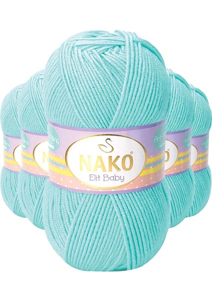 5 Adet Elite Baby El Örgü Ipi Tüylenmeyen Bebek Yünü Açık Turkuaz 10535