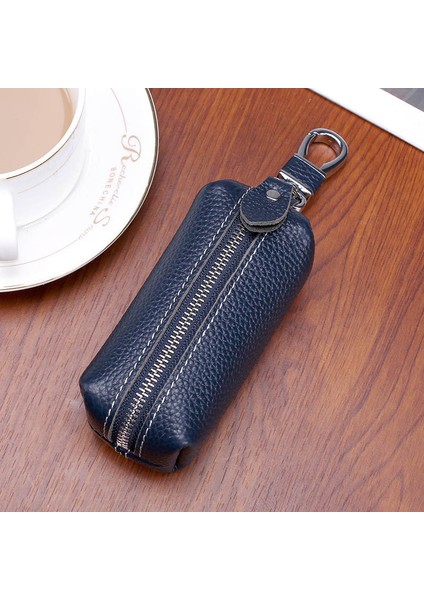 Mavi Stil Lensro Hakiki Inek Derisi Anahtar Cüzdanı Erkek ve Kadın Araba Anahtarı Çantası Cüzdan Çok Fonksiyonlu Anahtar Kılıfı Cinsiyetsiz Moda Evi Temizlikçisi Tutucular (Yurt Dışından)