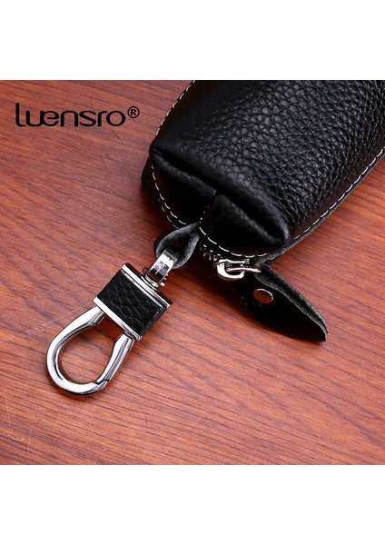 Mavi Stil Lensro Hakiki Inek Derisi Anahtar Cüzdanı Erkek ve Kadın Araba Anahtarı Çantası Cüzdan Çok Fonksiyonlu Anahtar Kılıfı Cinsiyetsiz Moda Evi Temizlikçisi Tutucular (Yurt Dışından) indirimleri