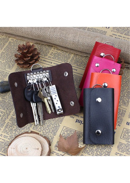 Siyah Stil Pu Deri Anahtarlık Erkek Kadın Anahtar Tutucu Organizer Çanta Araba Anahtar Cüzdan Ev Sahibi Anahtar Kılıfı Mini Kart Çantası (Yurt Dışından)