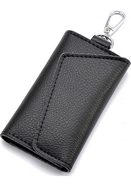 Siyah Stil Yeni Anahtarlık Cüzdanı Hakiki Deri Unisex Katı Anahtar Cüzdanı Organizatör Çanta Araba Ev Sahibi Cüzdan Kart Tutucu (Yurt Dışından)