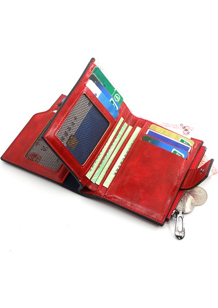 Kahverengi Tarzı Kadınlar Için Yeni Varış Cüzdan Vosvos Yağ Cildi Küçük Cüzdan Bozuk Para Cüzdanı Kilitli Kart Çantası Lüks Fermuarlı Bayan El Çantası Cartera (Yurt Dışından) fırsatları