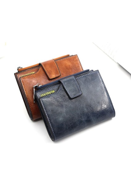 Kahverengi Tarzı Kadınlar Için Yeni Varış Cüzdan Vosvos Yağ Cildi Küçük Cüzdan Bozuk Para Cüzdanı Kilitli Kart Çantası Lüks Fermuarlı Bayan El Çantası Cartera (Yurt Dışından) indirimleri