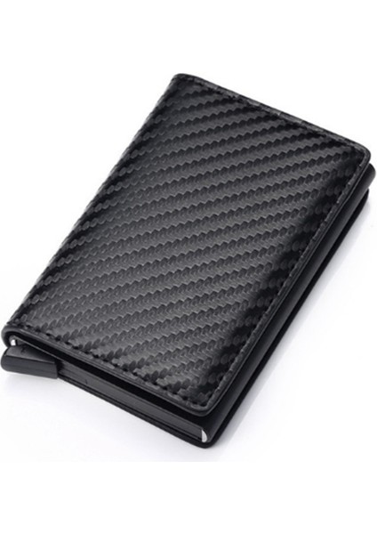 Karbon Siyahı 9810 Stili Alüminyum Kredi Kartı Iş Mini Cüzdan Erkek Kadın Akıllı Deri Cüzdan Rfid Kart Tutucu Para Klipsi ile (Yurt Dışından)