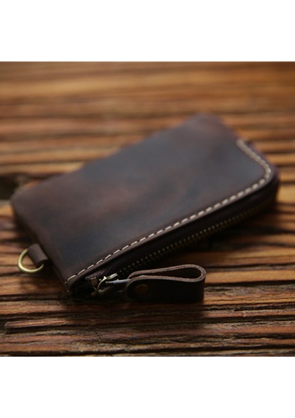 Kırmızı Kahverengi Tarzı Erkekler Için Gerçek Deri Anahtar Cüzdanı - Hakiki Inek Derisi Vintage El Yapımı Küçük Anahtarlık Çanta Tutucu Organizer Ev Hizmetçisi (Yurt Dışından) indirimleri