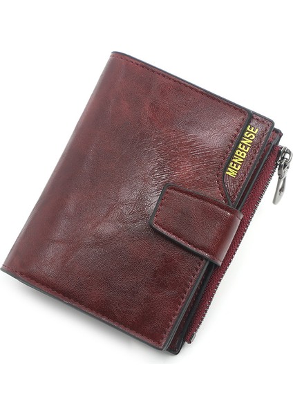 Mor Tarzı Kadınlar Için Yeni Varış Cüzdan Vosvos Yağ Cildi Küçük Cüzdan Bozuk Para Cüzdanı Kilitli Kart Çantası Lüks Fermuarlı Bayan El Çantası Cartera (Yurt Dışından)