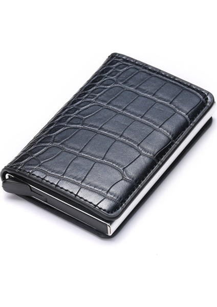Eyu Siyah X12C Stili Zovyvol Kurşun Erkek Kadın Akıllı Cüzdan Iş Kart Tutucu Kilit Rfid Cüzdan Alüminyum Metal Kredi Iş Mini Kart Cüzdanı (Yurt Dışından)