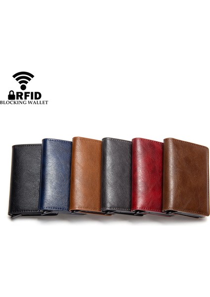 Eyu Siyah X12C Stili Zovyvol Kurşun Erkek Kadın Akıllı Cüzdan Iş Kart Tutucu Kilit Rfid Cüzdan Alüminyum Metal Kredi Iş Mini Kart Cüzdanı (Yurt Dışından)