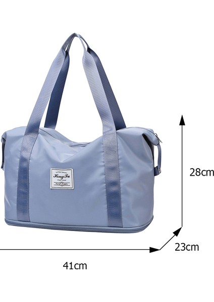 Mavi Stil Kadın Yama Fitness Seyahat Omuz Çantası Casual Bayan Çantaları Büyük Kapasiteli Bagaj Çantaları (Yurt Dışından)