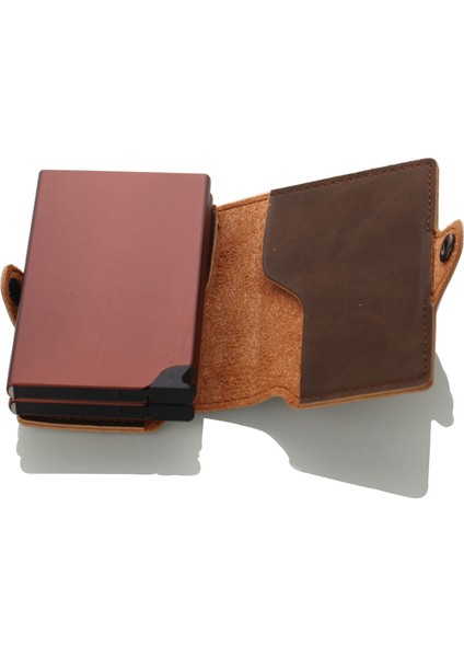 Çift Gri Stil Casekey Çift Manuel Pop-Up Kartvizit Tutucu Rfid Minimalist Cüzdan Metal Çift Kart Tutucu Kılıf (Yurt Dışından) indirimleri