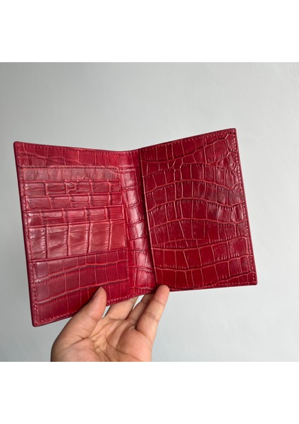 Timsah Bordo Tarzı Moda Monogramlı Ilk Harf Mektuplar Cinsiyetsiz Saffiano Deri Pasaport Kılıfı Bagaj Etiketi Pasaport Kapak Seti Seyahat Aksesuarları (Yurt Dışından)