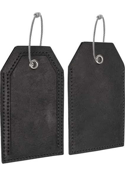 Siyah Stil Tam Deri Takım Bagaj Etiketi Tam Arka Gizlilik Ad Kimlik Kartı Unisex Taşınabilir Etiket Bavul Seyahat Aksesuarı (Yurt Dışından)