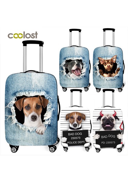 PXTDDW06 Stili M Beden Köpek Desenli Valiz Kılıfı Elastik Bagaj Kılıfı Su Geçirmez Toz Geçirmez Seyahat Aksesuarları Bagaj Kılıfı Seyahat Bavulu Kılıfı (Yurt Dışından) indirimleri