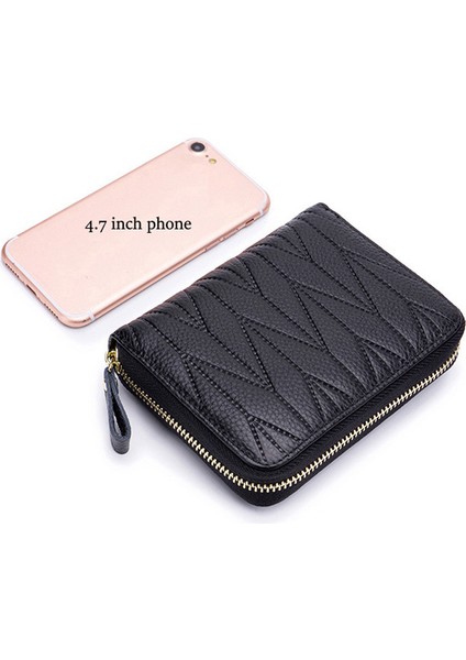 Stil-1 Koyu Mavi Stil Kadın Cüzdanları Bayan Hakiki Inek Derisi Cüzdanlar Kısa Fermuarlı Para Çantası Büyük Kapasiteli Çanta Kılıf Pasaport Kart Tutucuları Carteras (Yurt Dışından)