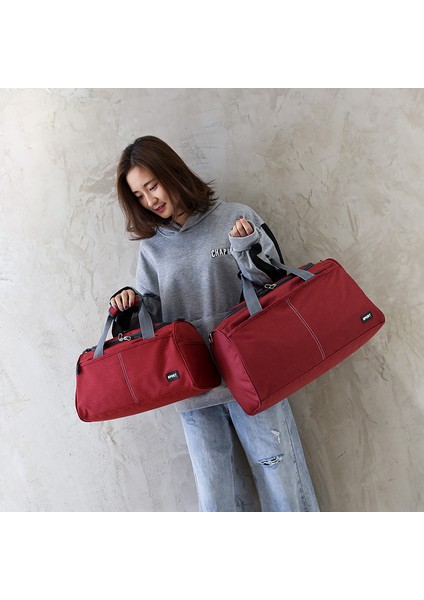 Küçük Koyu Mavi Tarzı Büyük Kapasiteli Seyahat Çantası Omuz Askılı Ayarlanabilir Duffel Asılı Valiz Kadın El Çantası Tote Outdoor Sporları (Yurt Dışından) modelleri