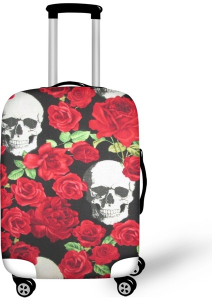 HTW127F26 Style M Beden Twoheartsgirl Valiz Kılıfı Koruyucu Esnek Çiçek Kafatası Baskılı Seyahat Valiz Kılıfı Gerdirilebilir (Yurt Dışından)