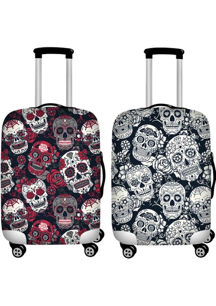 HTW127F26 Style M Beden Twoheartsgirl Valiz Kılıfı Koruyucu Esnek Çiçek Kafatası Baskılı Seyahat Valiz Kılıfı Gerdirilebilir (Yurt Dışından) indirimleri