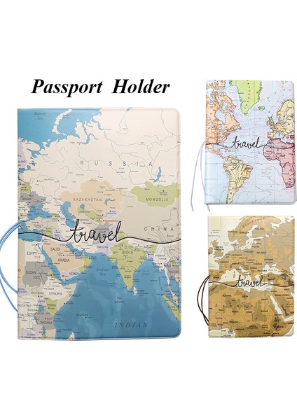 C Stili Yaratıcı Yeni Dünya Haritası Pasaport Kılıfı Cüzdan Çanta Kimlik Adres Tutucu Taşınabilir Pu Deri Biniş Cüzdanı Seyahat Aksesuarları (Yurt Dışından)