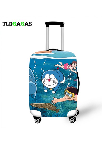 G Tarzı M Beden Elastik Bagaj Koruyucu Kılıf Valiz Koruyucu Kapak Tekerlekli Çantalar 3D Seyahat Aksesuarları Doraemon Desenli (Yurt Dışından)