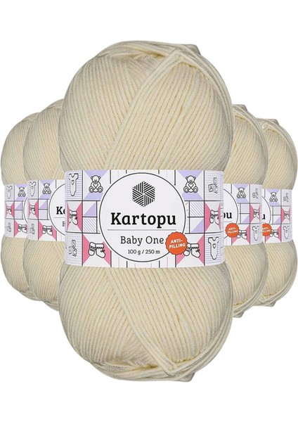 5 Adet Baby One Tüylenmeyen El Örgü Ipi Yünü Krem K025
