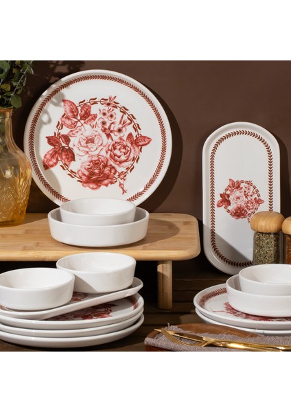Danish Rose 14 Parça Seramik 6 Kişilik Kahvaltı Takımı